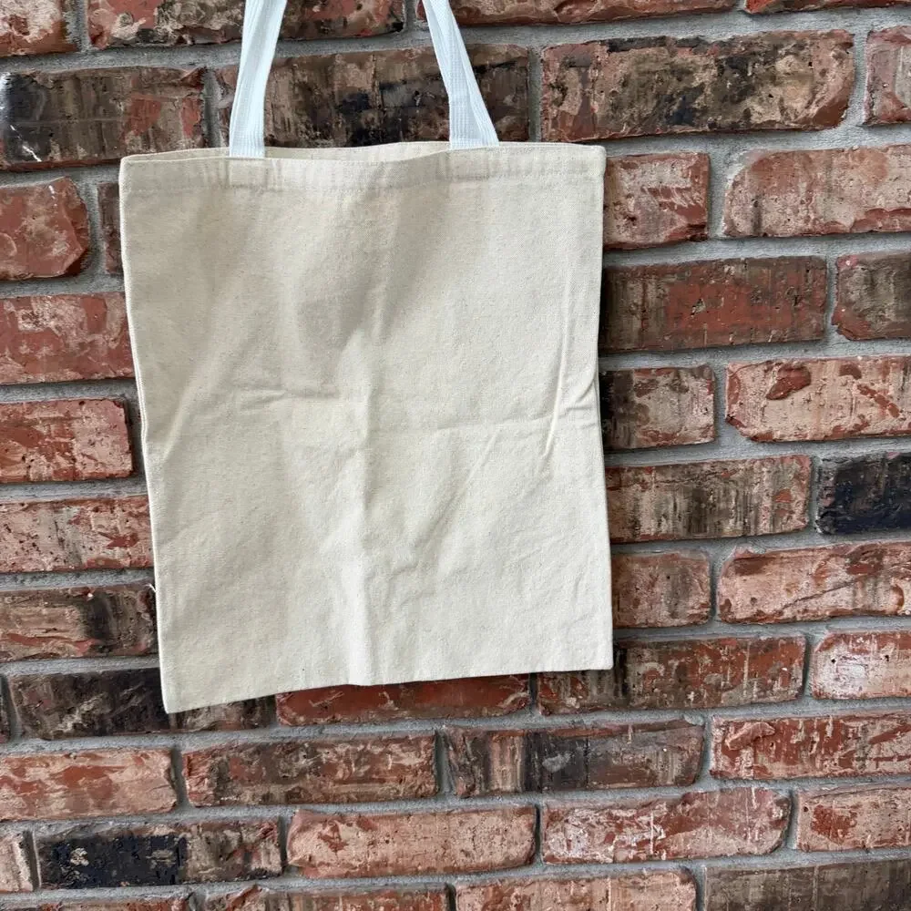 Outdoor Voices Canvas Tote Bag Natural Books Library Shoulder Strap Shopping